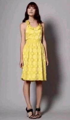 Lauren Moffatt размер 6 открытый назад галстук с бретелью через шею платье желтый шелк смесь  - Изображение 1 из 4