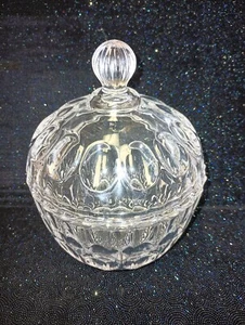 Vintage Fostoria schwer Kristall Schmuck Cubix Bonboniere mit Deckel & Sägezahnrand - Bild 1 von 6