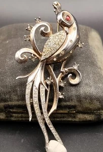 Trifari Alfred Philippe Sterling Rhinestone Bird of Paradise Pin Brooch - Picture 1 of 5