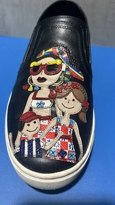Dolce & Gabbana London DG Family Slip On Leather Sneakers Art Deco EU 38 US 8 - Picture 1 of 6