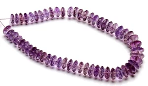 Gemas de amatista natural tamaño 9 a 11 mm facetado corte alemán forma cuentas 10" hilo - Imagen 1 de 7