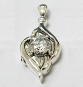 Diamond Sterling Silver Funeral Cremation Urn Pendant w/Chain for Ashes - Picture 1 of 2