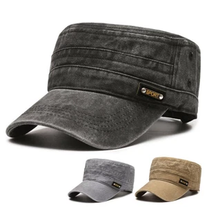 Gorra Cadete Ejército para Hombre, Algodón Ajustable Militar Top Plano Gorra Béisbol Sombrero para el Sol - Imagen 1 de 18