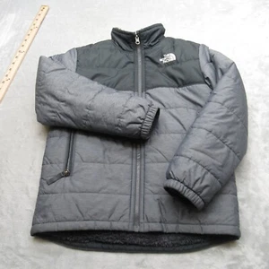 The North Face Jacket Youth Medium Gray Fuzzy Reversible Mount Chimborazo Puffer - Picture 1 of 17
