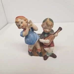 Vintage 1956 Lipper & Mann Porcelain Boy & Girl Dancing Wall Pocket Planter - Picture 1 of 8
