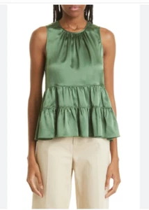 Cinq a Sept Neu mit Etikett Large Shari hanfgrün Seide abgestuft ärmellose Bluse - $ 345 - Bild 1 von 11