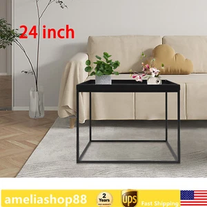 24" Square Table Metal Frame Table Portable Office Side End Table Camping Table - Picture 1 of 14