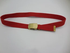 Red Canvas Web Belt Gold Buckle 28" - Picture 1 of 3