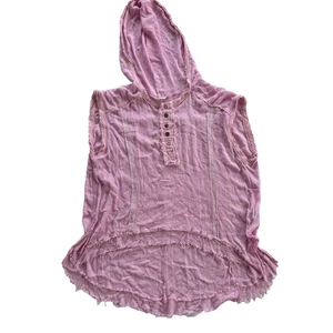 POL camicia oversize rosa senza maniche con cappuccio waffle maglia donna grande - Foto 1 di 6