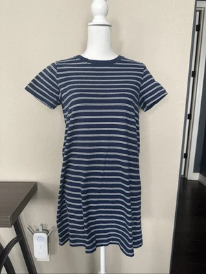 Mini Vestido Camiseta Madewell Azul Marino y Blanco Pequeño Foto 1 de 4