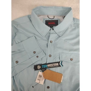 Rock & Roll Denim Tek Western Shirt Mens Size M Long Sleeve Light Blue - Picture 1 of 7