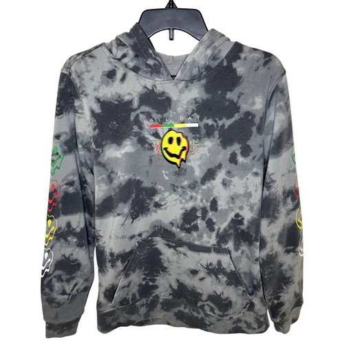 VETEMENTS Brooklyn abbigliamento uomo pull over grigio manica lunga emoji drip felpa con cappuccio taglia small