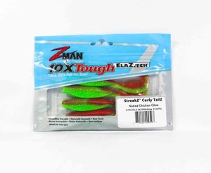 Zman Soft Lure StreakZ Curly 5 Inch 4/Pack Nuked Chicken Glow (9597) - Picture 1 of 6