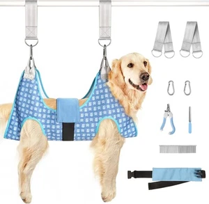 Dog Grooming Hammock, Pet Hammock Harness for Large Large, Blue  - Picture 1 of 7