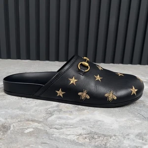 Gucci River Horsebit Bees Stars zoccoli mulo ricamati in pelle 9 US o 42,5 EUR - Foto 1 di 12