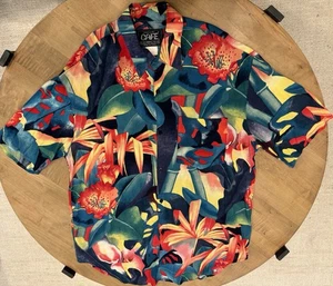 Vintage CAFE Italy Rayon All Over Print Floral Shirt XXL Button USA Made Size 2 - Picture 1 of 9