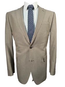 J. FERRAR Mens Khaki Brown SLIM FIT 2-Button Suit Blazer Sport Coat Jacket 44R - Picture 1 of 9