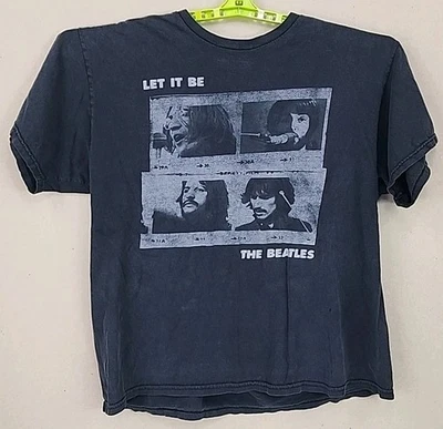 The Beatles “Let It Be” Black T-Shirt White Graphic Tee Size X-Large Apple Corps - Image 1 of 4