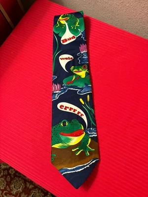 ГАЛСТУК BUDWEISER 1996 BudWeisErrr ЛЯГУШКИ коллекционеры полиэстер - Изображение 1 из 4