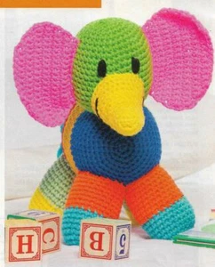 PATCHWORK ELEPHANT STUFF ANIMAL TOY CROCHET PATTERN INSTRUCTIONS  - Picture 1 of 1