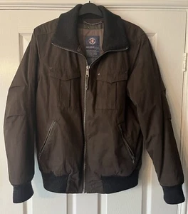 Strellson Swiss Cross Mens Weathered Look Brown Cotton Bomber Jacket VGC Bargain - Picture 1 of 12