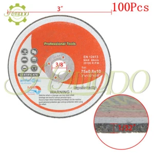 3"×1/32"×3/8" Cut Off Wheels Die Grinder Metal Cutting Disc 100 Pack - Picture 1 of 8