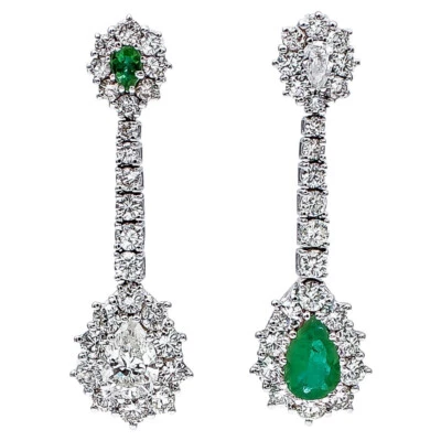 Pretty Drops Green Emerald & Lab-Created Diamonds 935 Silver Wedding Earrings - Image 1 of 4