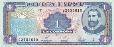Nicaragua, 1 Cordoba, 1990, UNC, p173a , Serial Number: 22454610 - Image 1 of 2