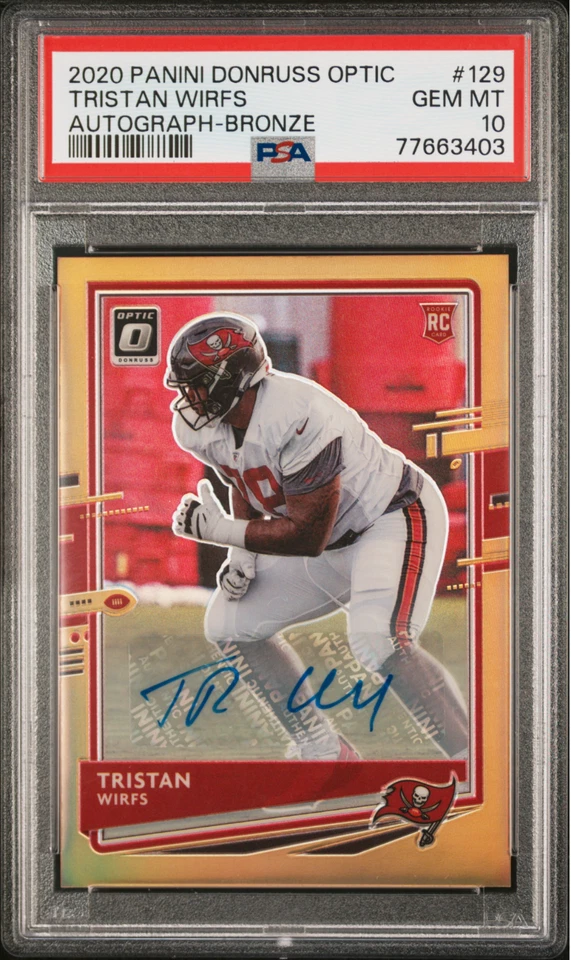 2020 Panini Donruss Optic Rookies Bronze Prizm Tristan Wirfs #129 Rookie Auto RC - Image 1 of 2