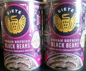 LOT of 2 Siete Vegan Refried Organic Black Beans, 16oz per can (BEST BY 4/2027) - Picture 1 of 2