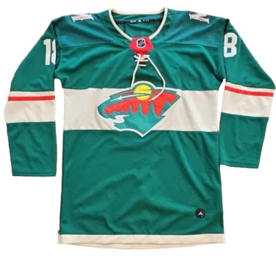 Adidas Minnesota Wild NHL Hockey Authentic Mens 52 Jordan Greenway #18 Jersey - Image 1 of 4