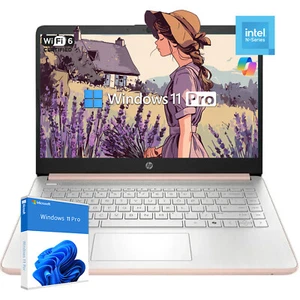 HP 14-DQ6015DX 14' LAPTOP Intel-R-N150 UP TO 16-128GB Win11Pro | Pale Rose Gold - Picture 1 of 7
