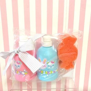 Mezzo Piano Shampoo Bottle Sponge Set Rabbit Bear Mimi Popo Pink Blue Orange JP - Picture 1 of 24