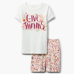 NWT Gymboree Give Thanks Gymmies Pajama Set Girl Thanksgiving Holiday Shorts - Picture 1 of 1