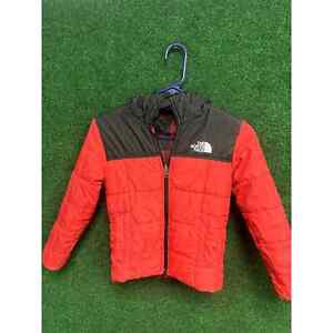 Youth North Face Medium Reversible Red & Black solid + plaid (See Measurements)