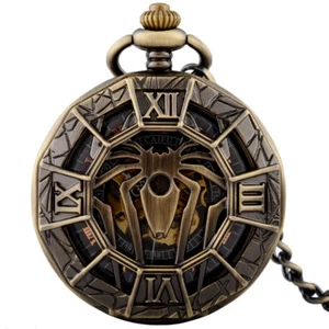 Bronze Spider Antique Mechanical Pocket Watch Wind Up Vintage Pendant Fob Chain - Picture 1 of 8