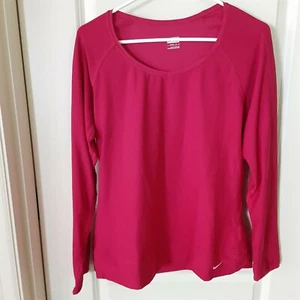 NIKE Girls Teen Fit Dry Long Sleeve Fushia Athletic Shirt Size 14 - 16 Youth L - Picture 1 of 7