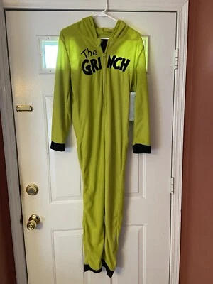 Grinch Рождество цельный с капюшоном пижамы женщин XL XG 14/16 взрослых подростков новый с Ярлыками - Изображение 1 из 4