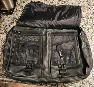 Maletín de cuero negro suave Renwick para computadora portátil bolsa de mensajero almacenamiento nuevo/con correa Foto 1 de 4
