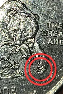 2008 Washington Alaska State Quarter "Extra Claw" Error - Picture 1 of 5