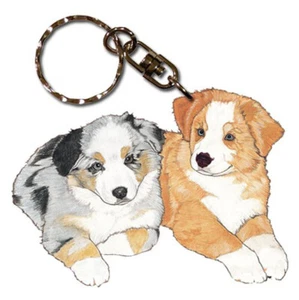 Australian Shepherd Wooden Keychain - Picture 1 of 1