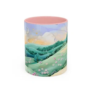 Taza de café floral caprichosa taza de té acento taza de café, taza Rolling Hills de 11 oz - Imagen 1 de 10