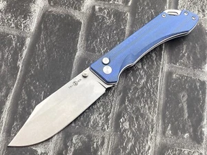 TwoSun TS495-14C28N-Blue Folding Knife 420 Steel / Micarta Handle Pocket Knife - Picture 1 of 11