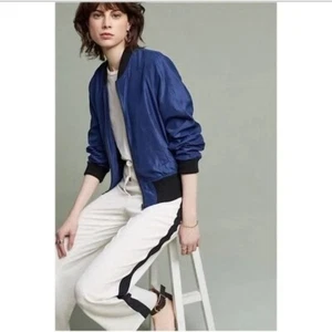 Hei Hei Anthropologie Juneworthy Bomberjacke blau Reißverschluss Damengröße Small gebraucht, in einwandfreiem Zustand - Bild 1 von 9