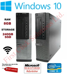 Fast WiFi PC WITH 240GB SSD Dell 790 SFF Core i5 Computer PC 8GB Windows 10 - Picture 1 of 6