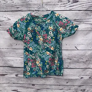 Tea Collection Girls Flower Short Sleeve Swimming Rash Guard Size 4 - Picture 1 of 3