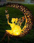 Solar Garden Statues Outdoor Decor Fairy Moon Figurine Light Stake Housewarming