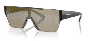 Burberry BE 4291 3001/G Black Plastic Rectangle Sunglasses Gold Mirror Lens - Picture 1 of 8