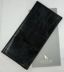 Cartera Italiana De Colección DE VECCHI x Hamilton Hodge Cuero Lagarto Genuino Doble Plegado - Imagen 1 de 14