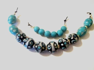 16 Turquoise Lampwork Glass Beads  WS - Picture 1 of 6